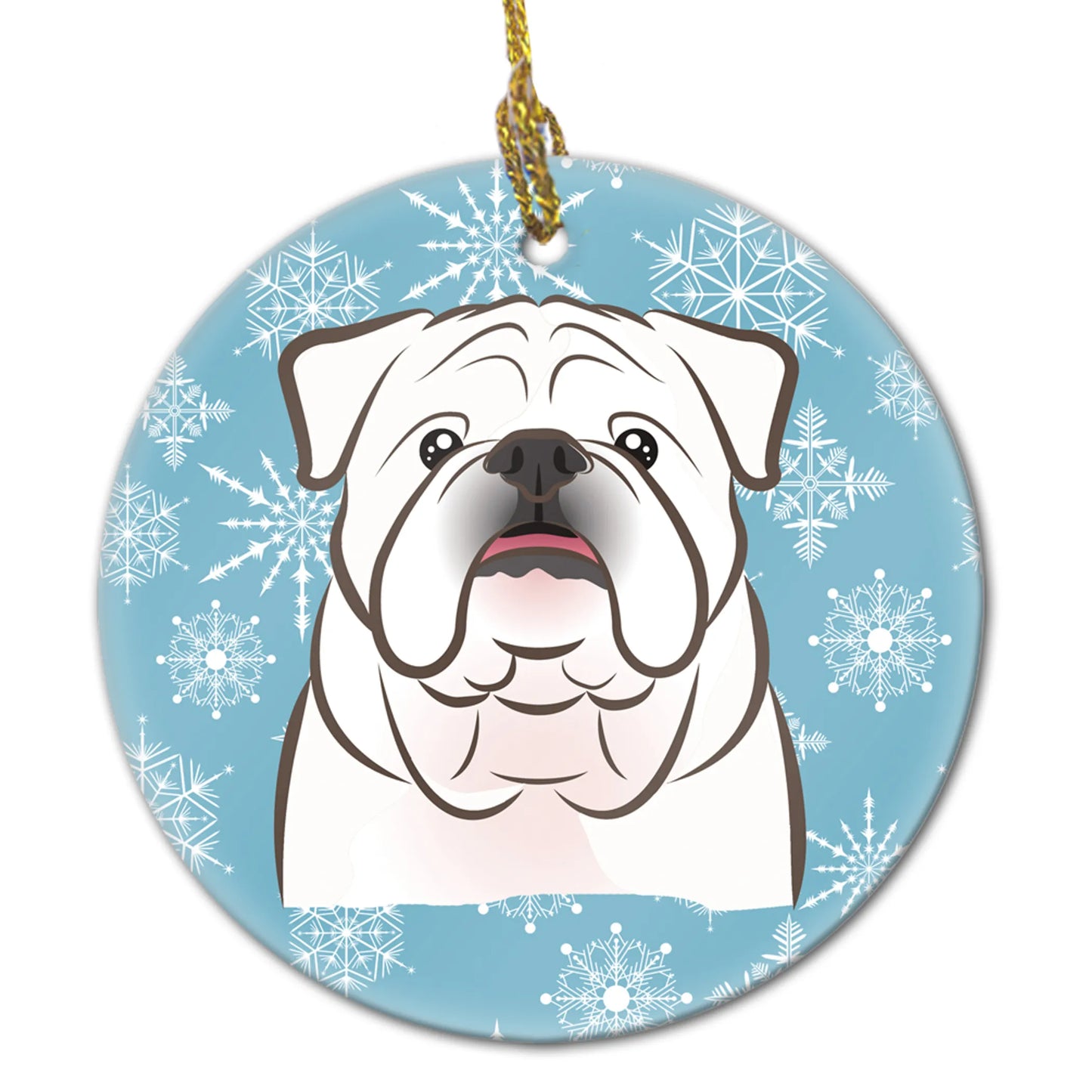 Snowflake Dog on Ceramic Ornament