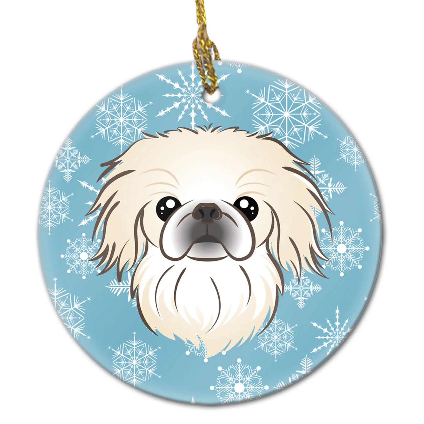 Snowflake Dog on Ceramic Ornament