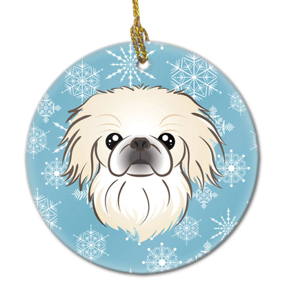 Snowflake Dog on Ceramic Ornament