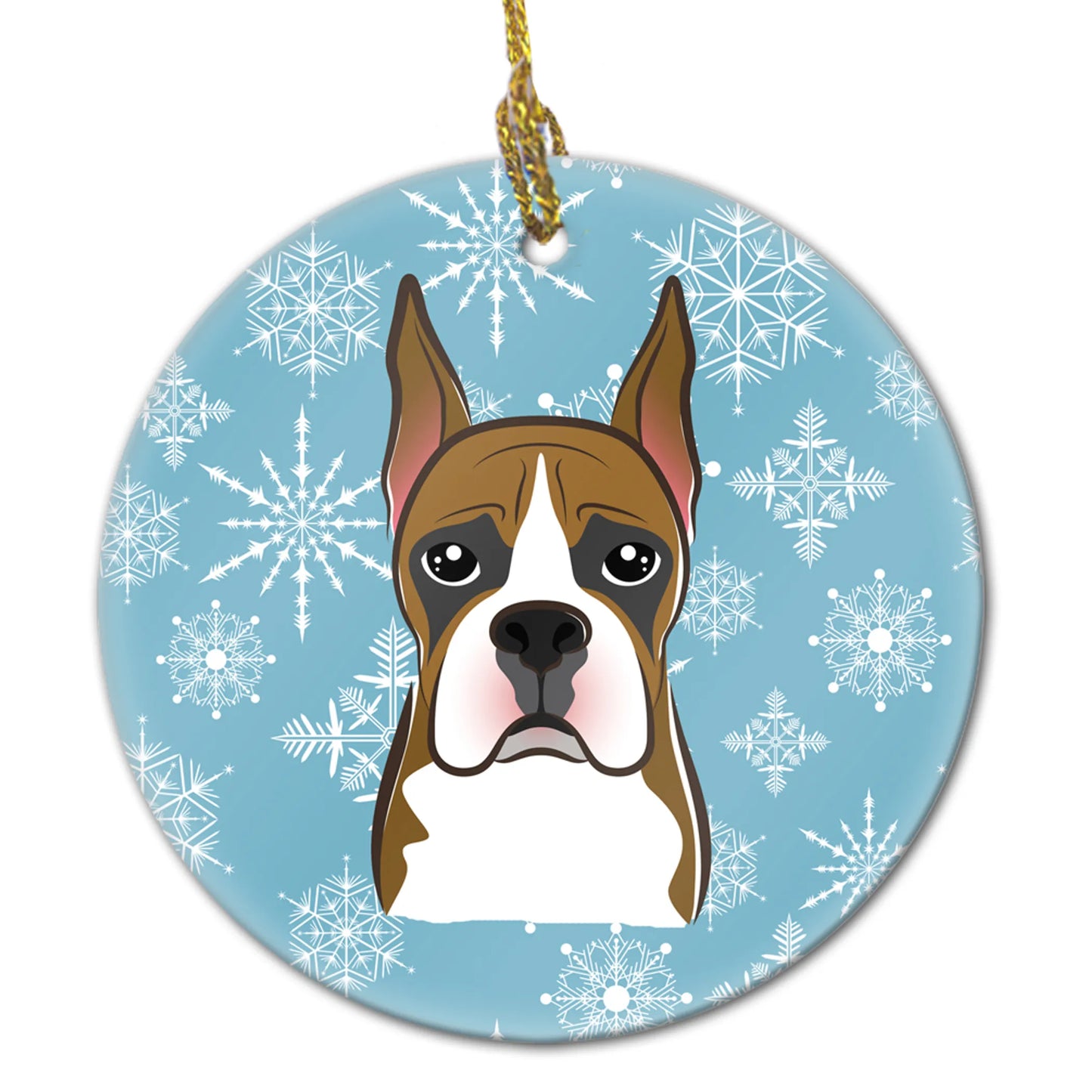 Snowflake Dog on Ceramic Ornament