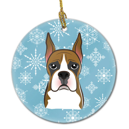 Snowflake Dog on Ceramic Ornament