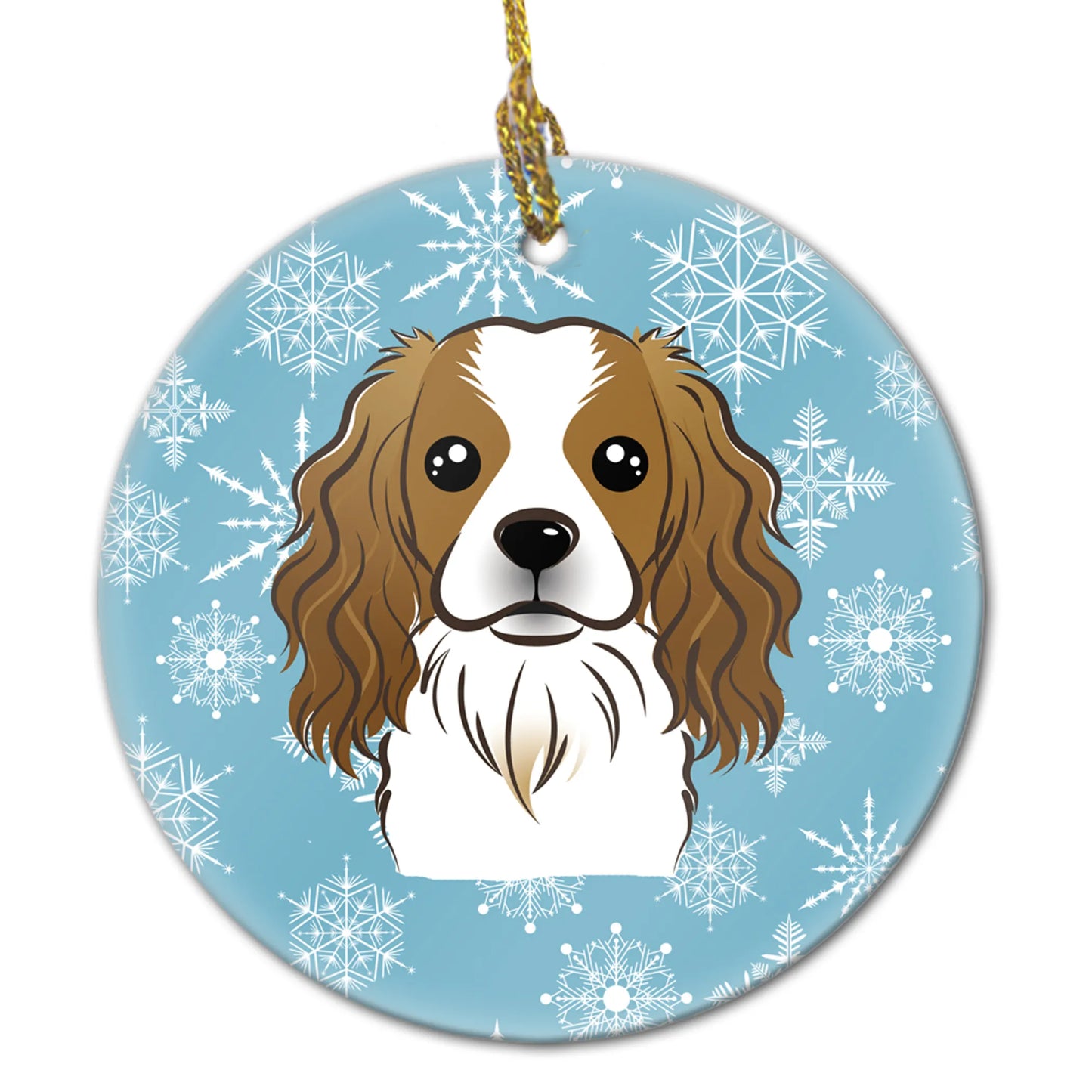 Snowflake Dog on Ceramic Ornament