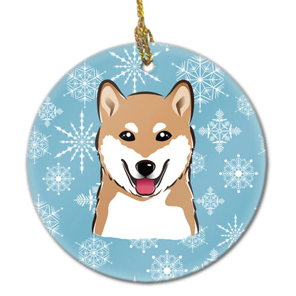 Snowflake Dog on Ceramic Ornament