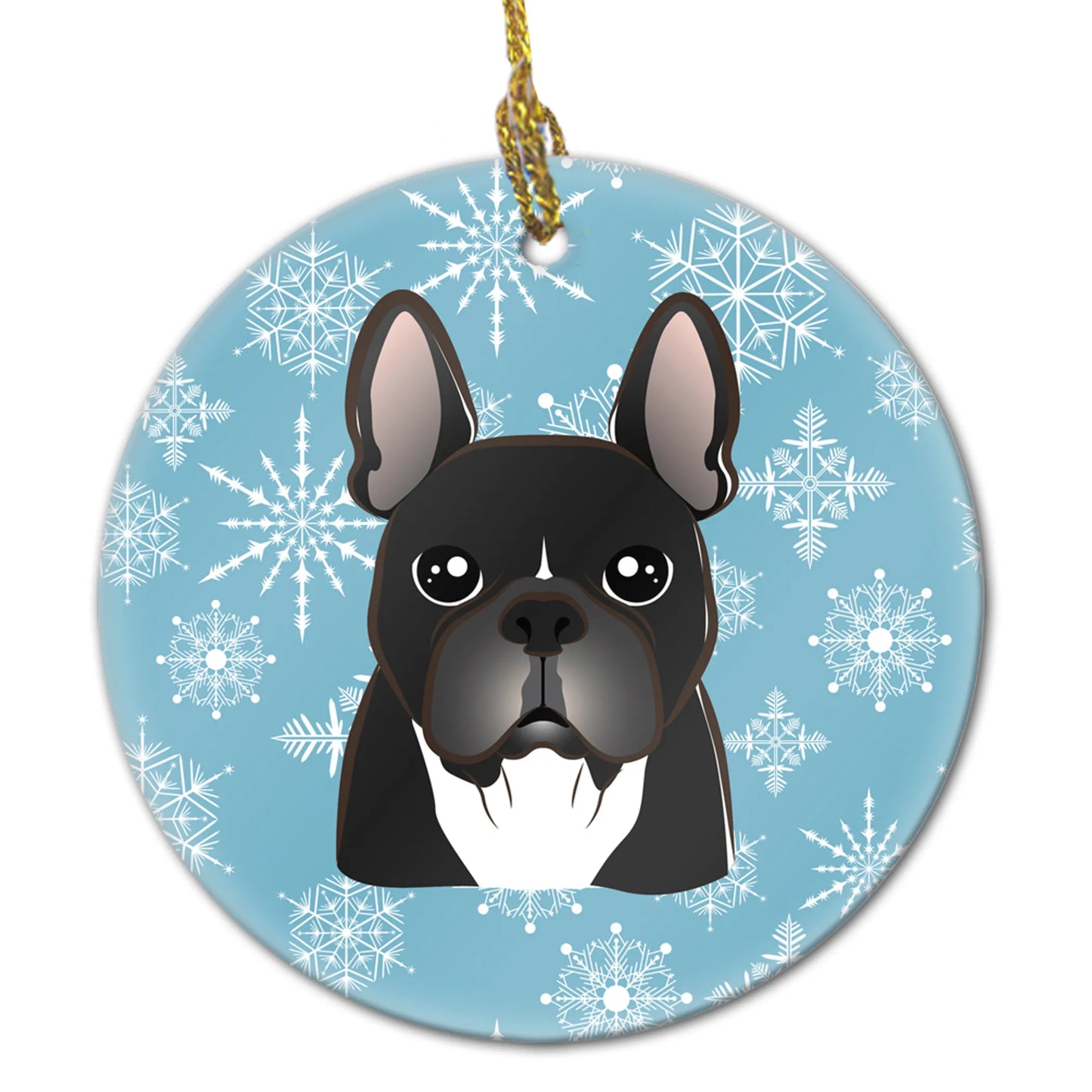 Snowflake Dog on Ceramic Ornament