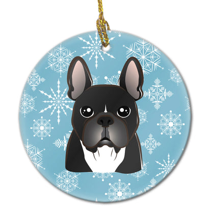 Snowflake Dog on Ceramic Ornament