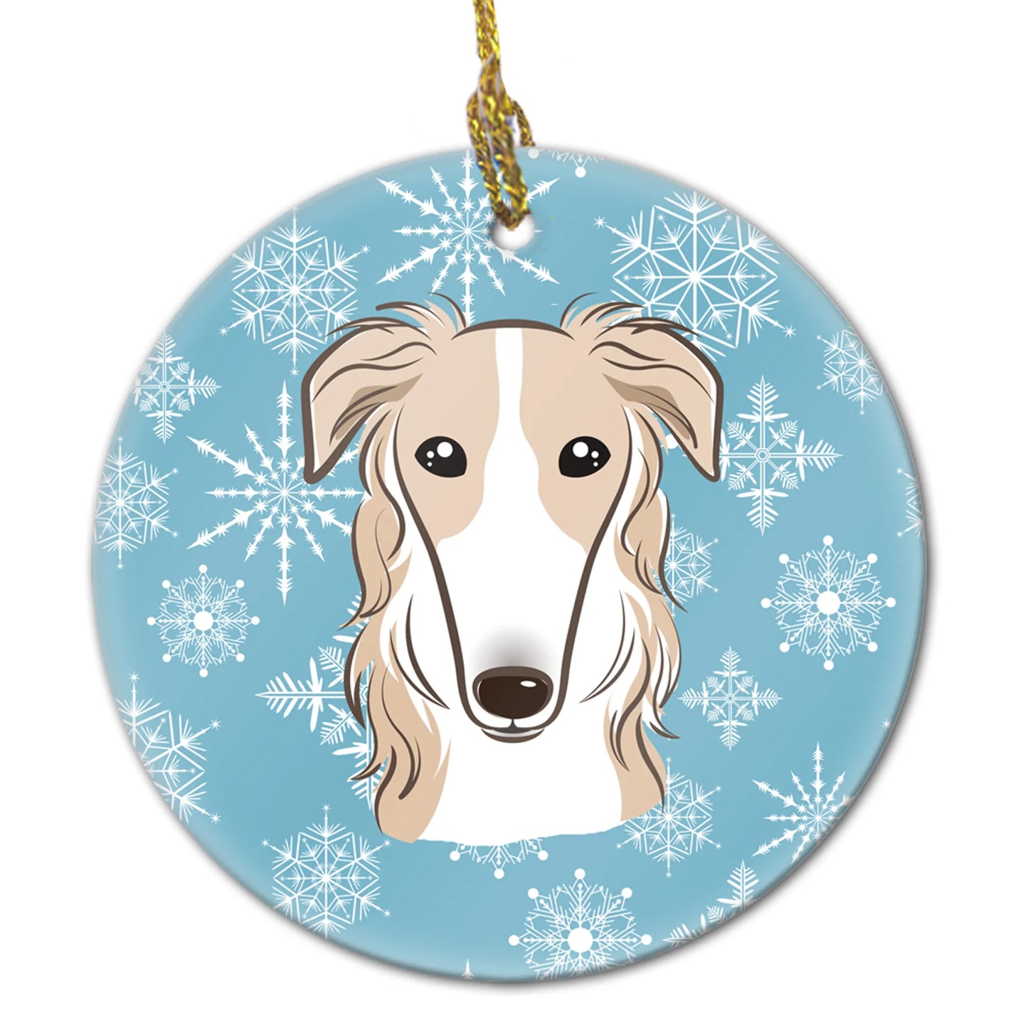 Snowflake Dog on Ceramic Ornament