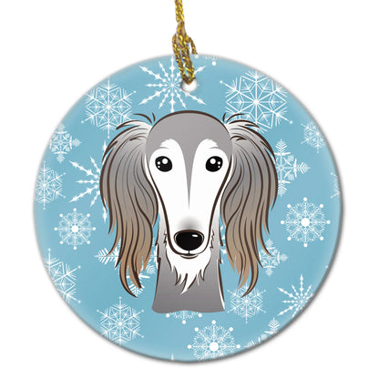 Snowflake Dog on Ceramic Ornament