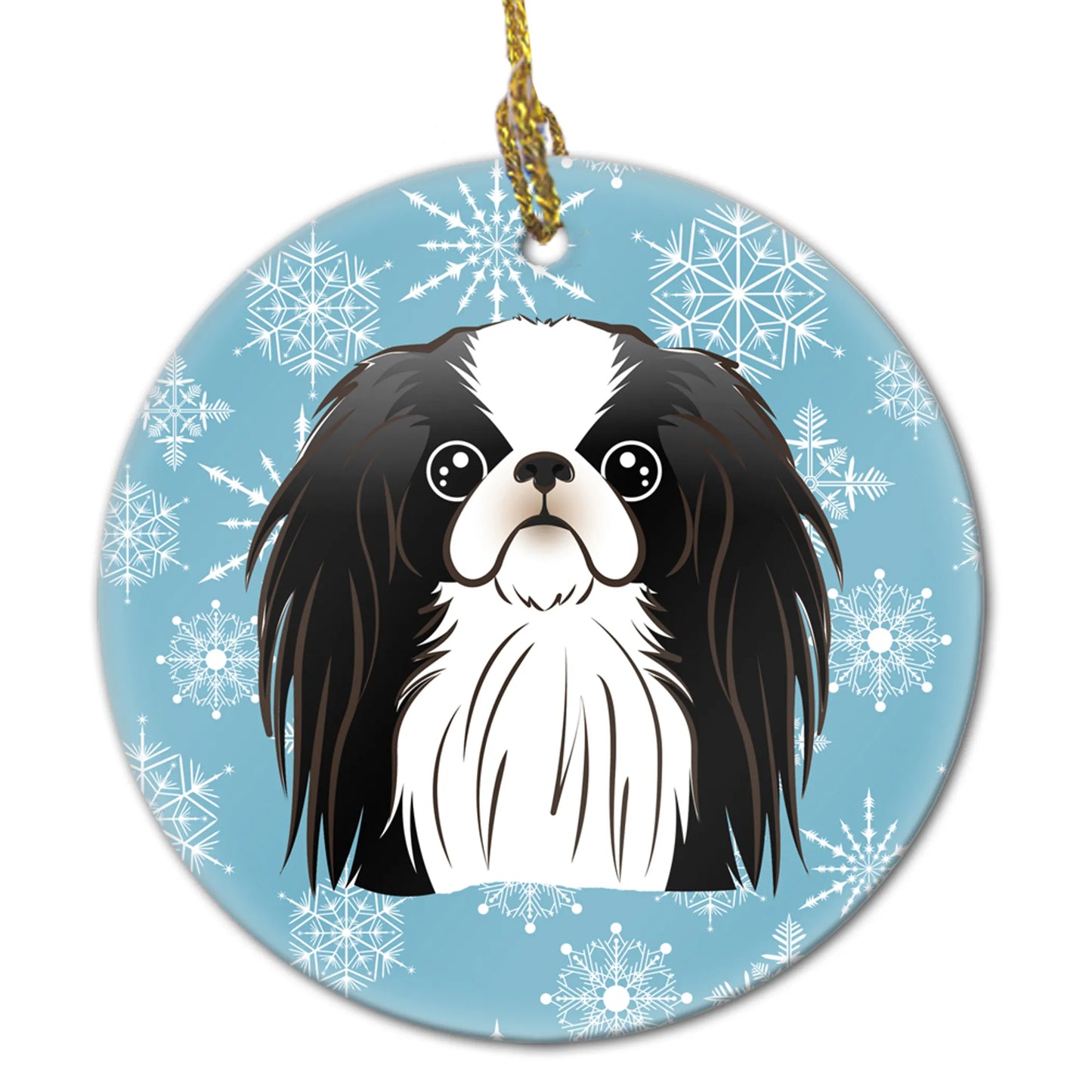 Snowflake Dog on Ceramic Ornament