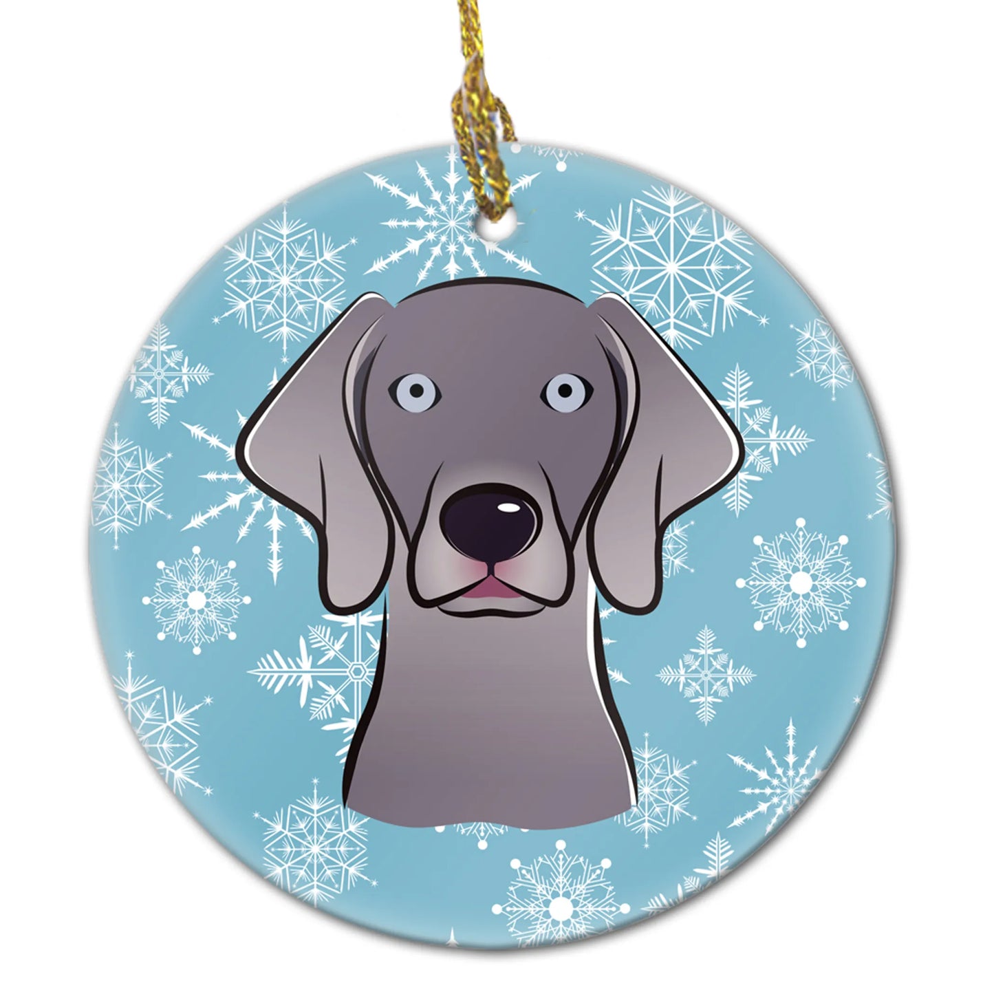 Snowflake Dog on Ceramic Ornament