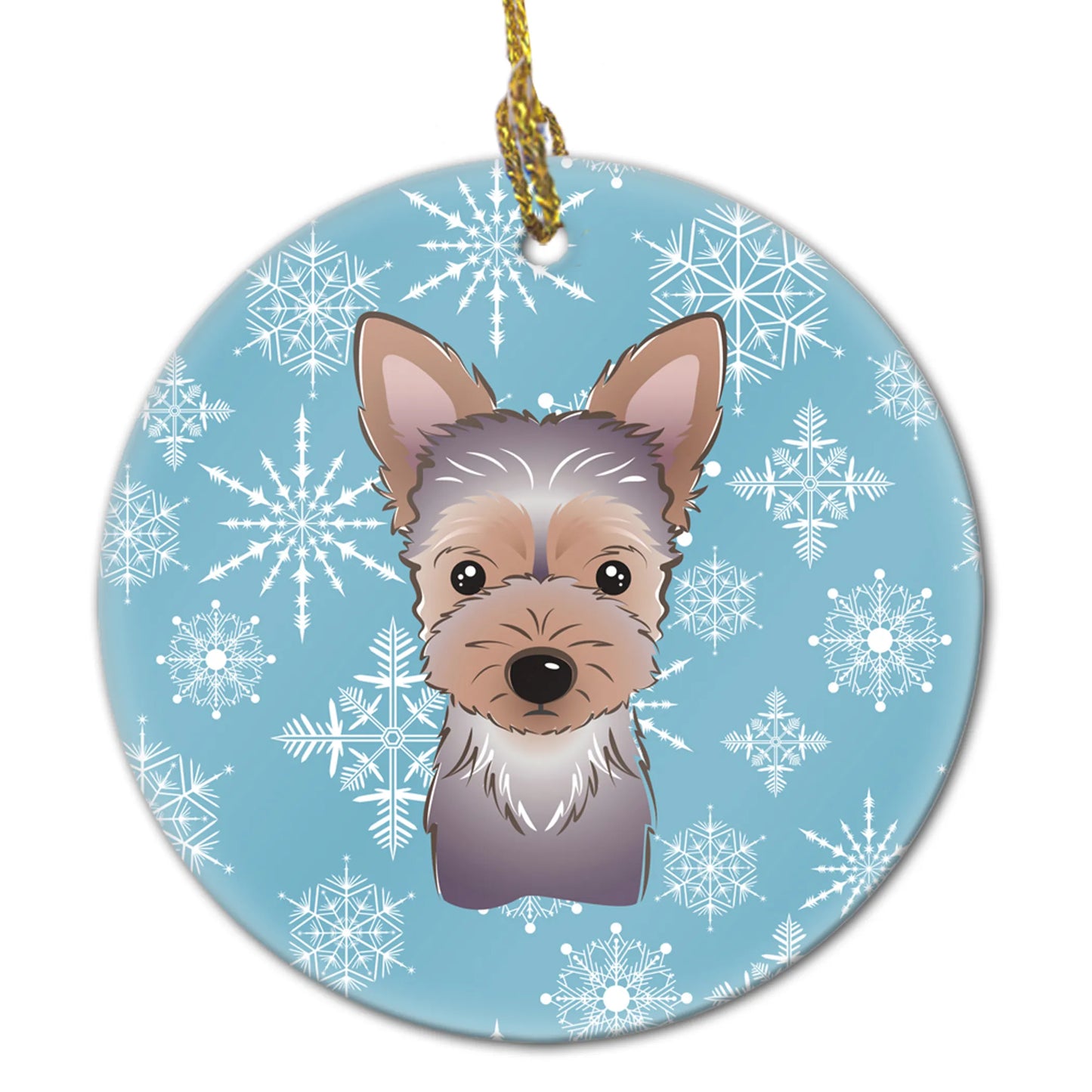 Snowflake Dog on Ceramic Ornament