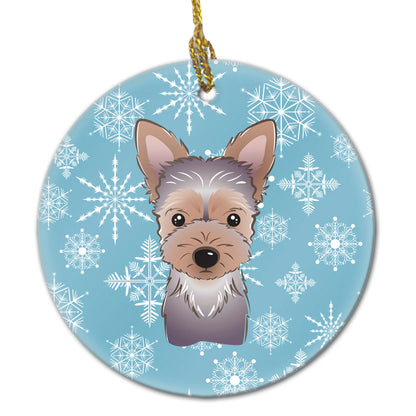 Snowflake Dog on Ceramic Ornament