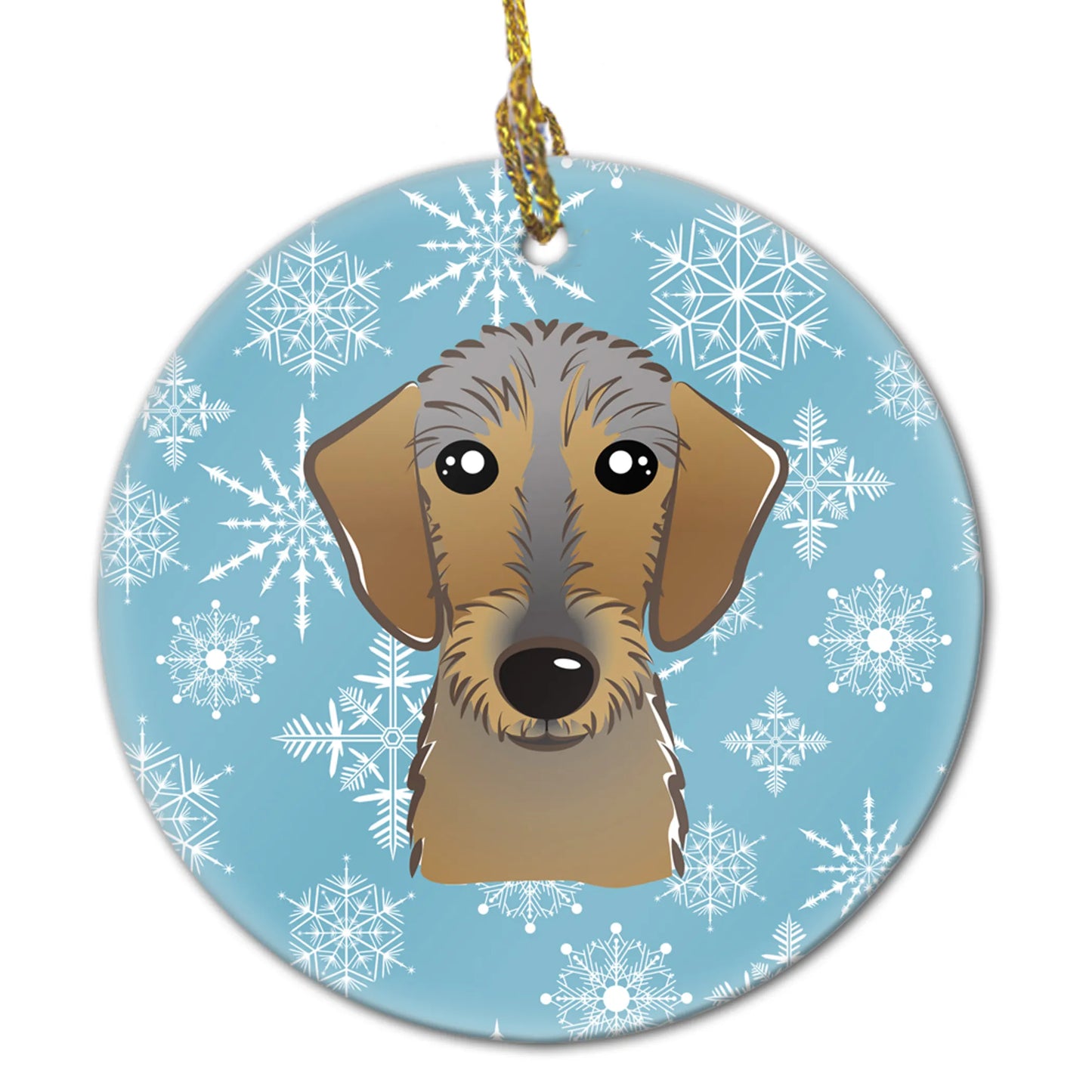 Snowflake Dog on Ceramic Ornament