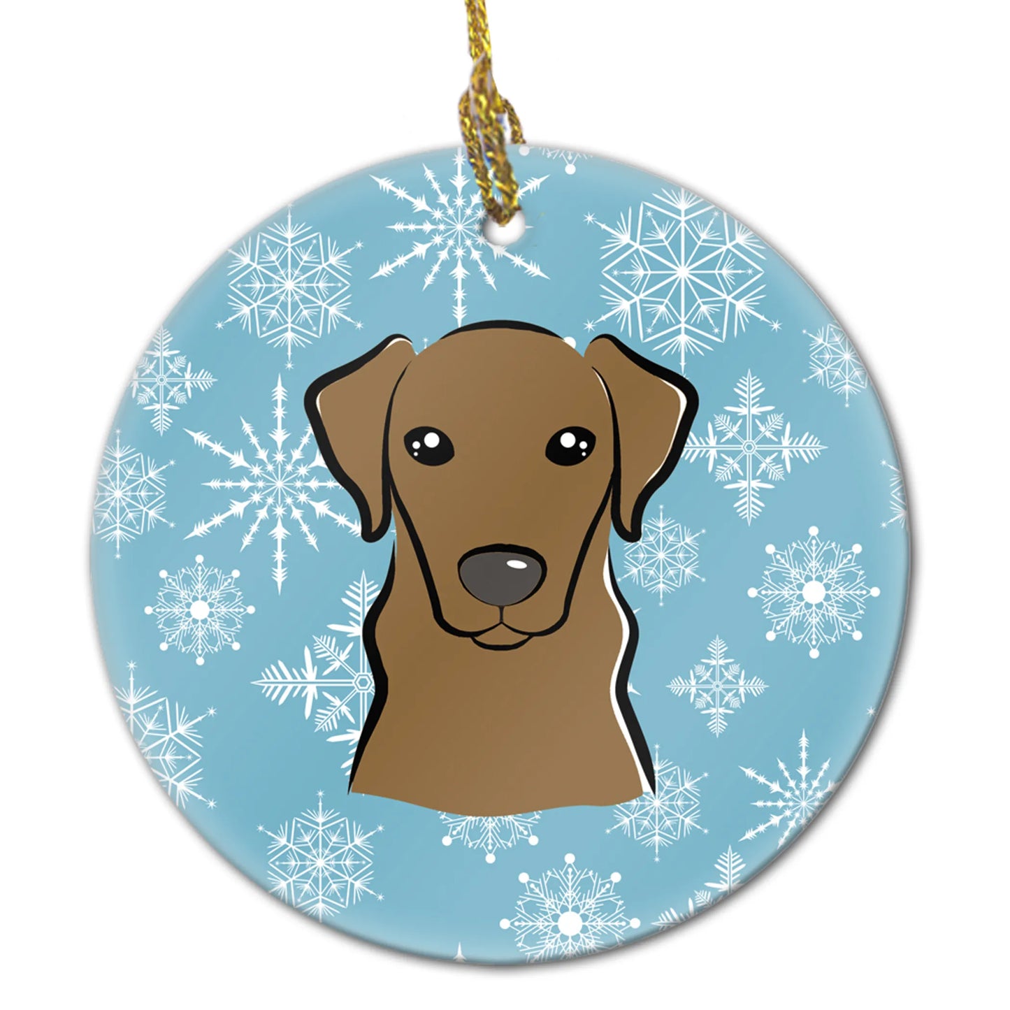 Snowflake Dog on Ceramic Ornament