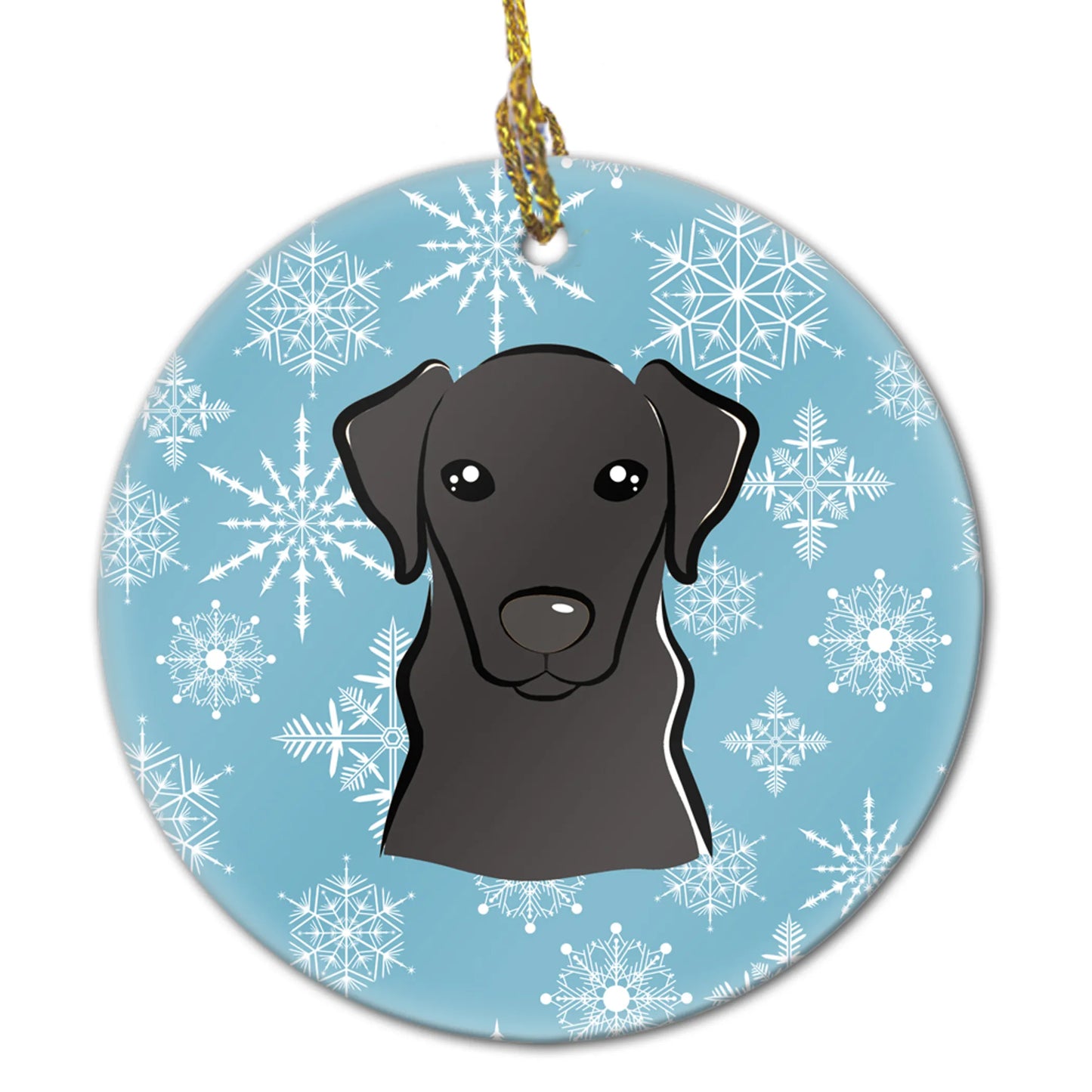 Snowflake Dog on Ceramic Ornament