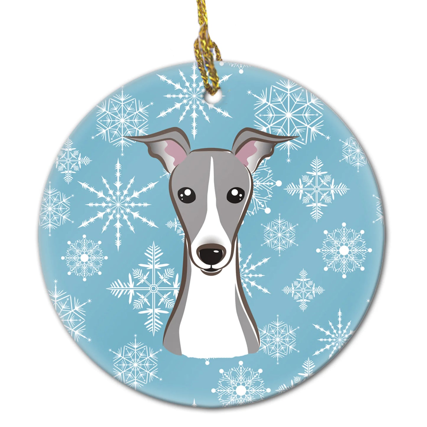 Snowflake Dog on Ceramic Ornament