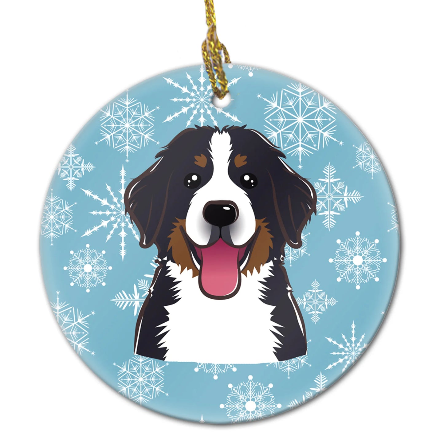 Snowflake Dog on Ceramic Ornament