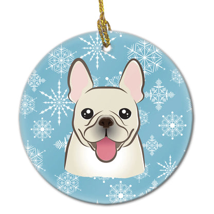 Snowflake Dog on Ceramic Ornament