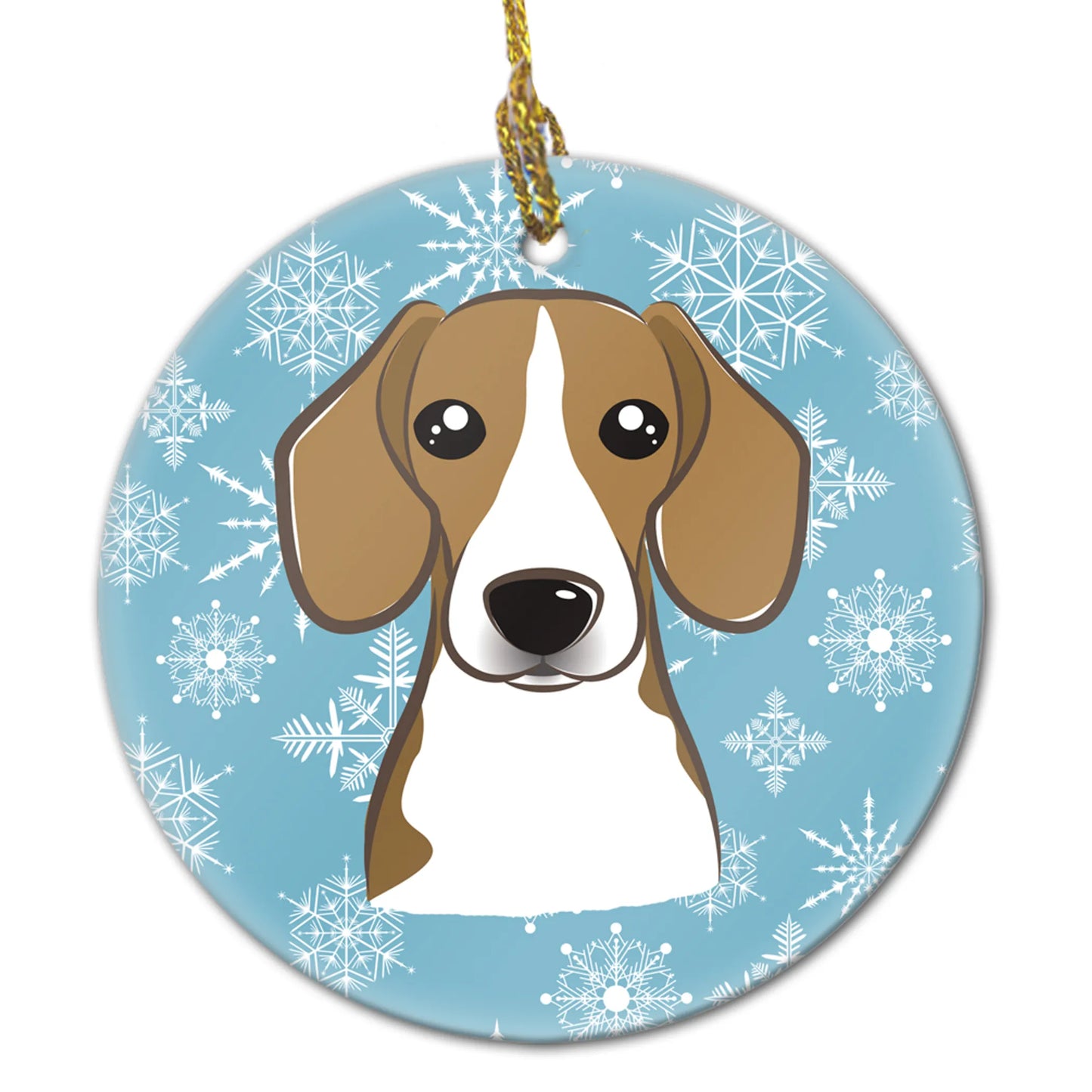 Snowflake Dog on Ceramic Ornament