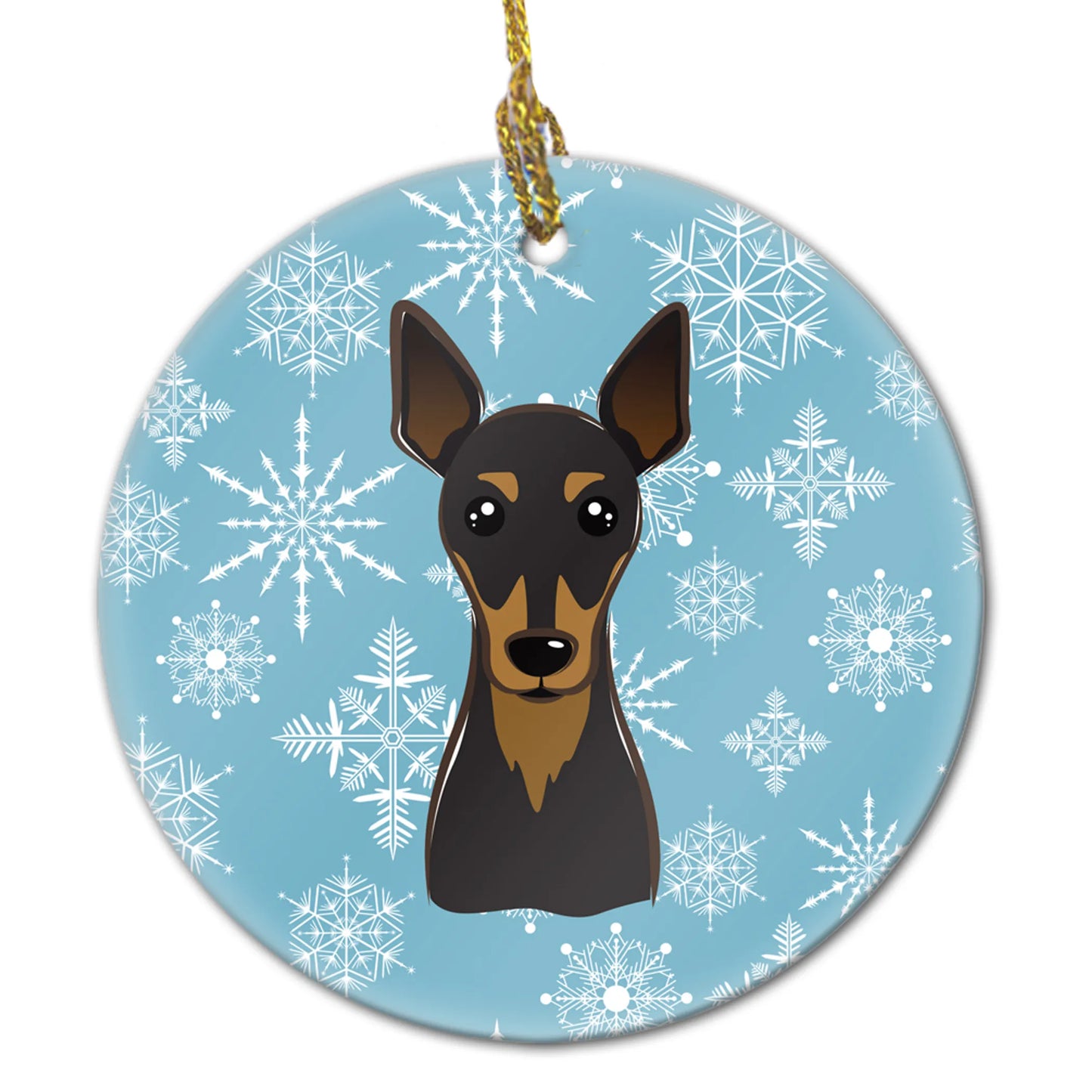 Snowflake Dog on Ceramic Ornament