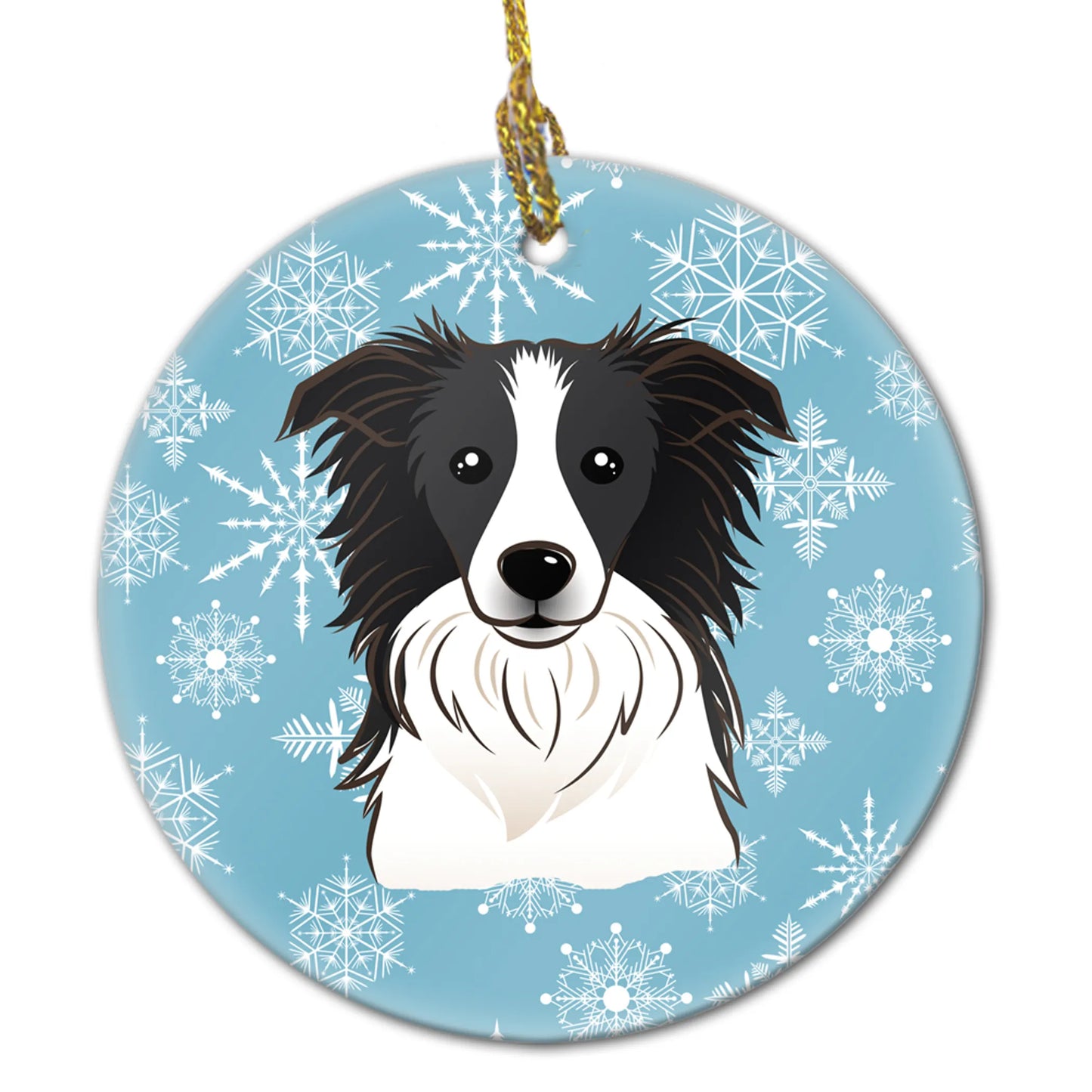 Snowflake Dog on Ceramic Ornament