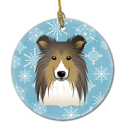 Snowflake Dog on Ceramic Ornament