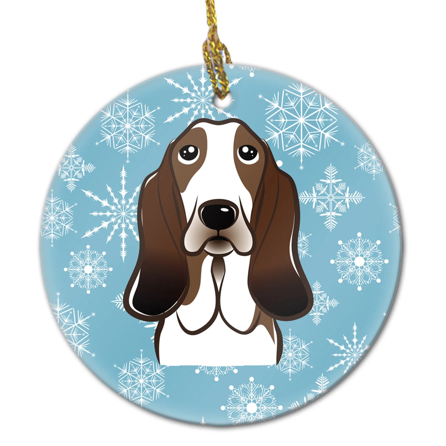 Snowflake Dog on Ceramic Ornament