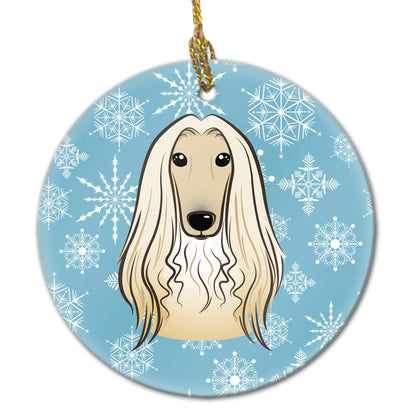 Snowflake Dog on Ceramic Ornament