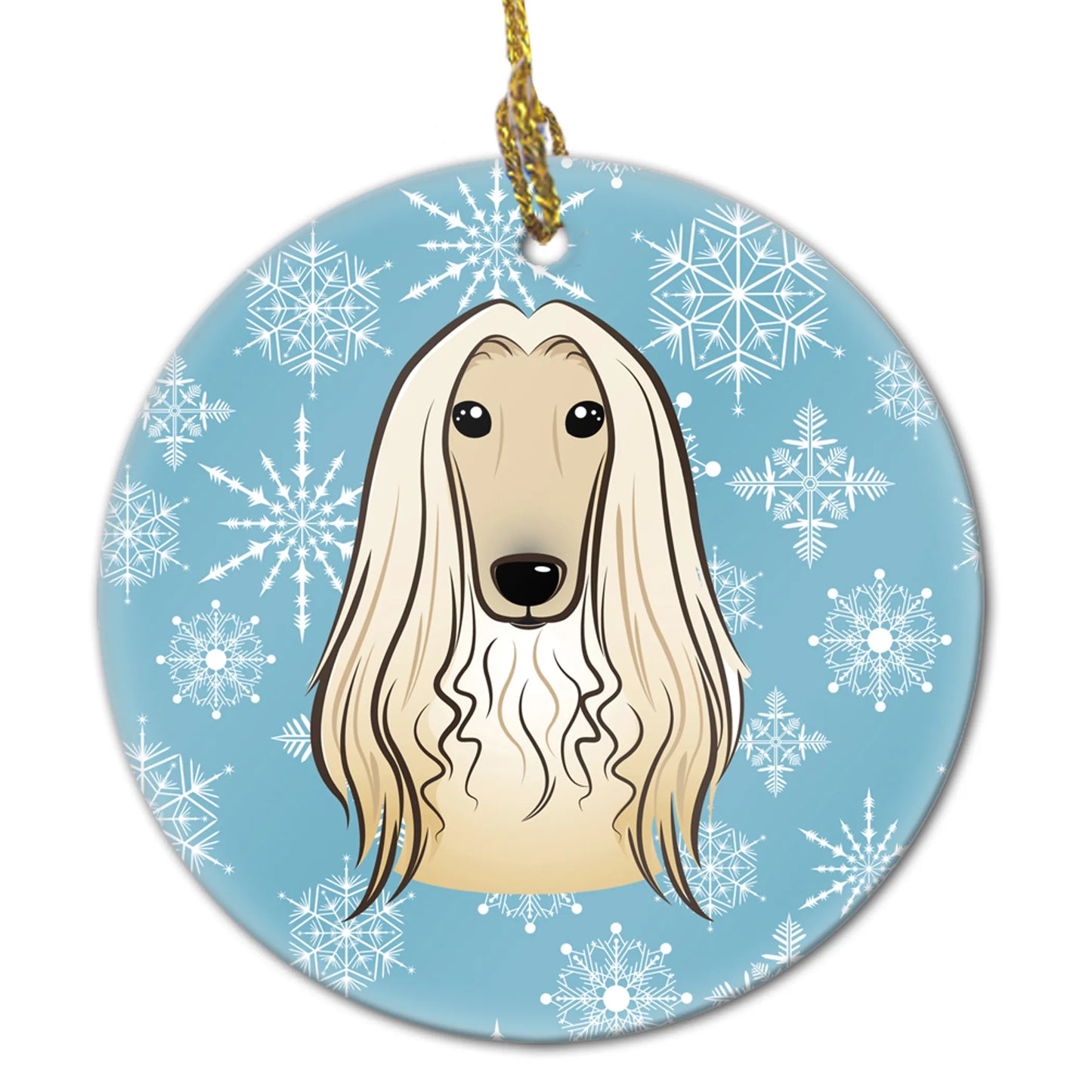 Snowflake Dog on Ceramic Ornament