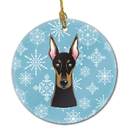 Snowflake Dog on Ceramic Ornament