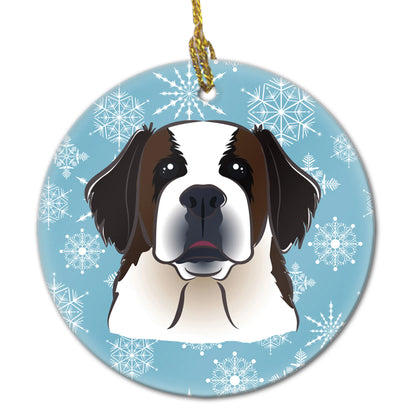 Snowflake Dog on Ceramic Ornament