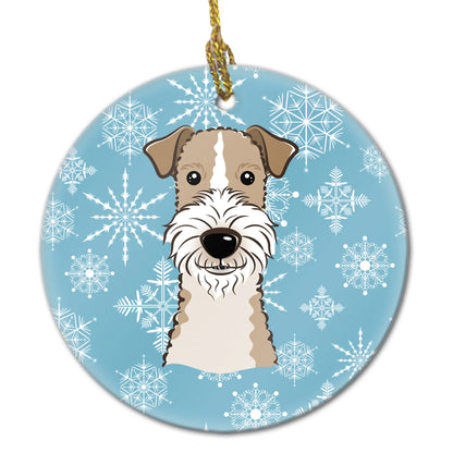 Snowflake Dog on Ceramic Ornament