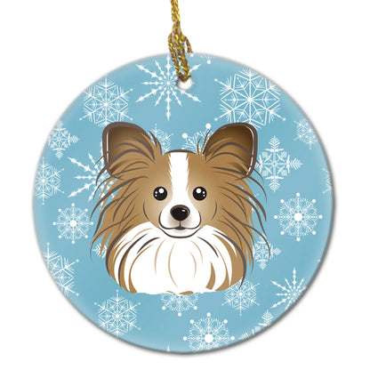 Snowflake Dog on Ceramic Ornament