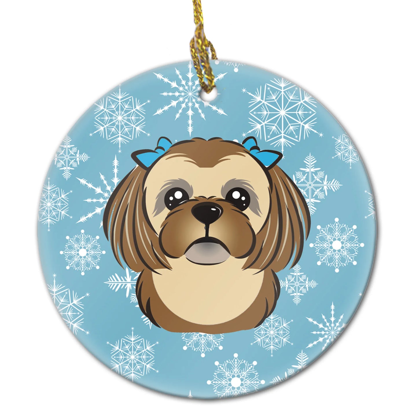 Snowflake Dog on Ceramic Ornament