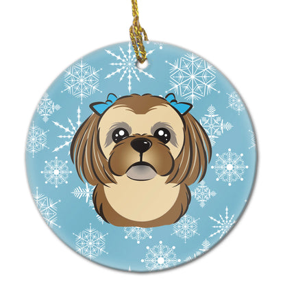 Snowflake Dog on Ceramic Ornament