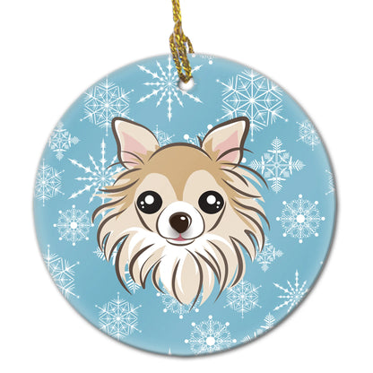 Snowflake Dog on Ceramic Ornament