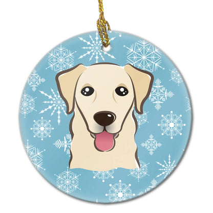 Snowflake Dog on Ceramic Ornament