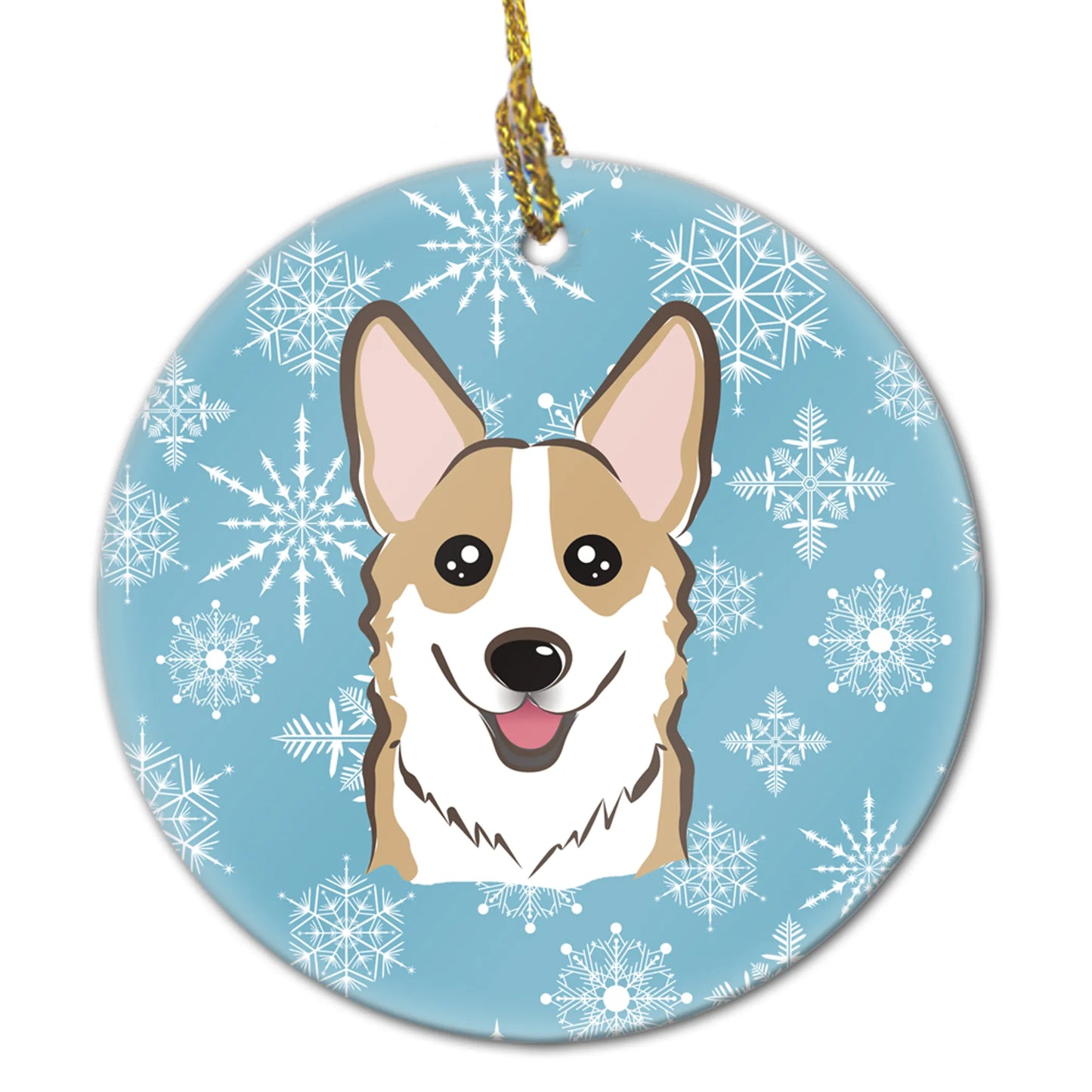 Snowflake Dog on Ceramic Ornament