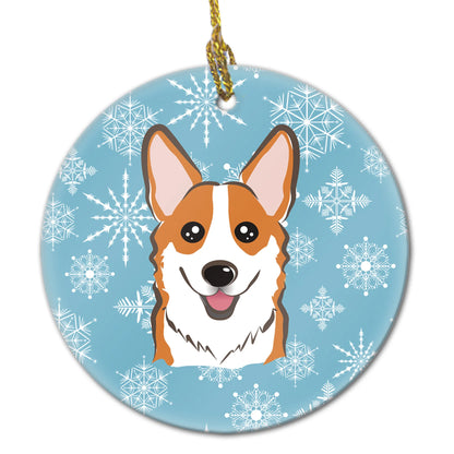 Snowflake Dog on Ceramic Ornament