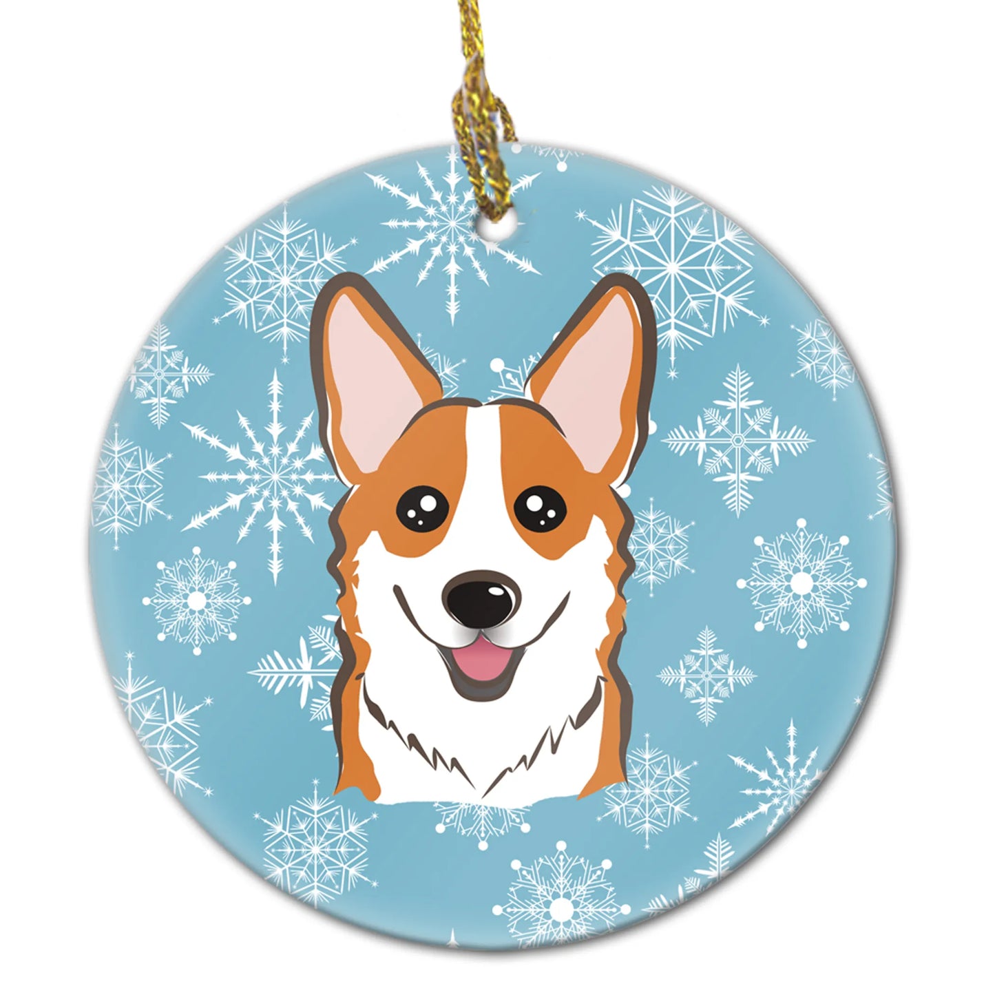 Snowflake Dog on Ceramic Ornament