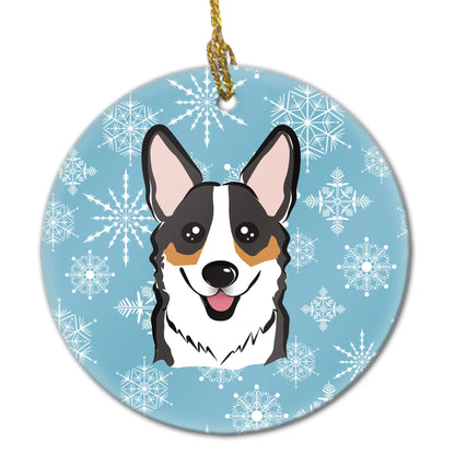 Snowflake Dog on Ceramic Ornament