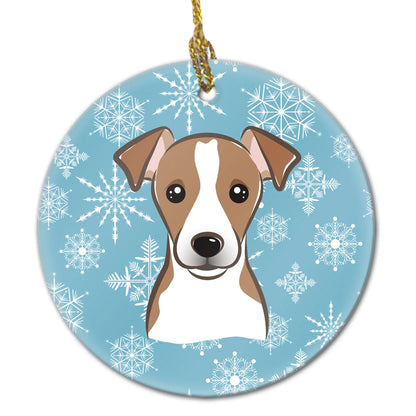 Snowflake Dog on Ceramic Ornament