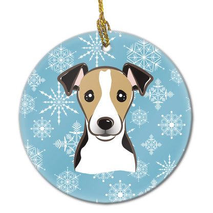 Snowflake Dog on Ceramic Ornament