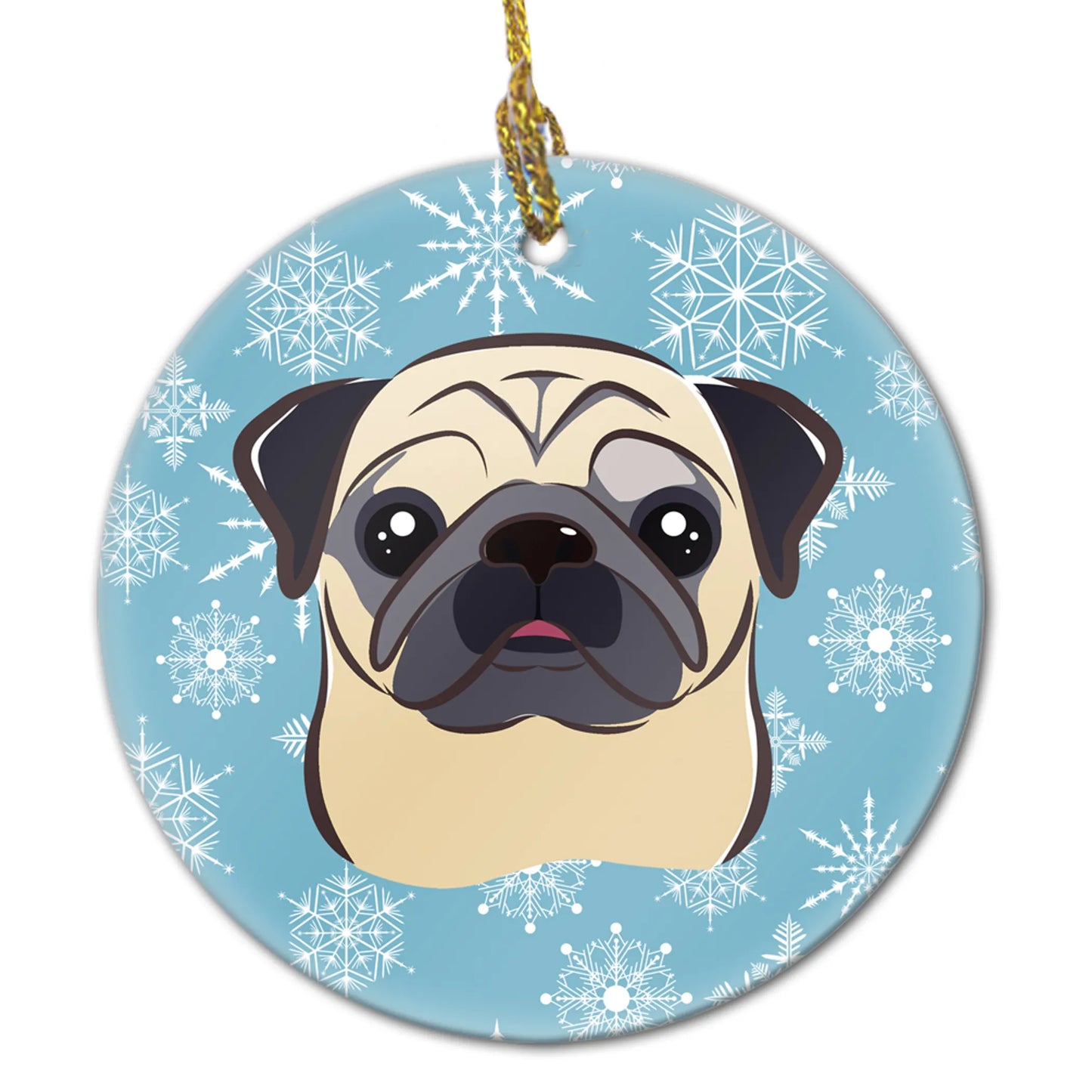 Snowflake Dog on Ceramic Ornament