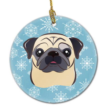 Snowflake Dog on Ceramic Ornament