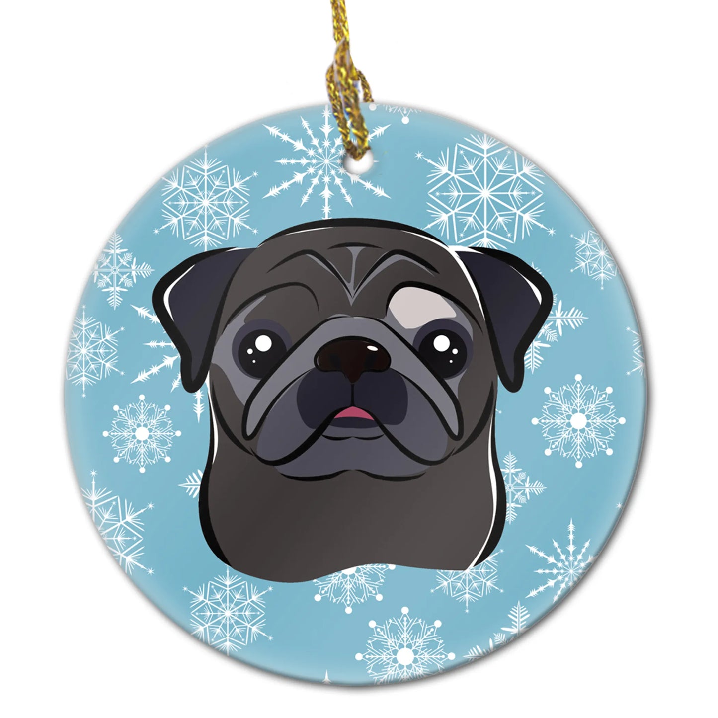 Snowflake Dog on Ceramic Ornament