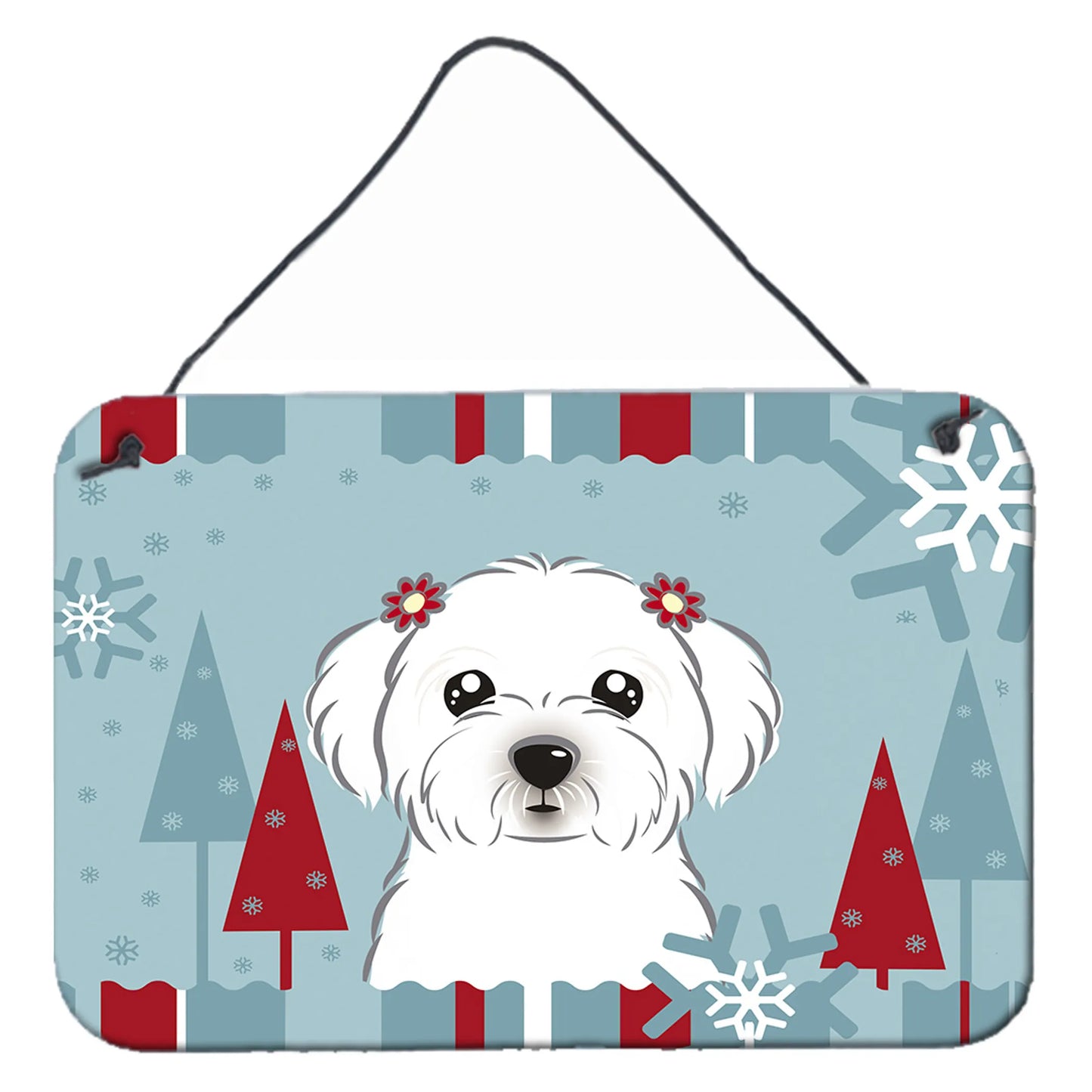 Winter Holiday Design with Dog Art Wall or Door Hanging Prints