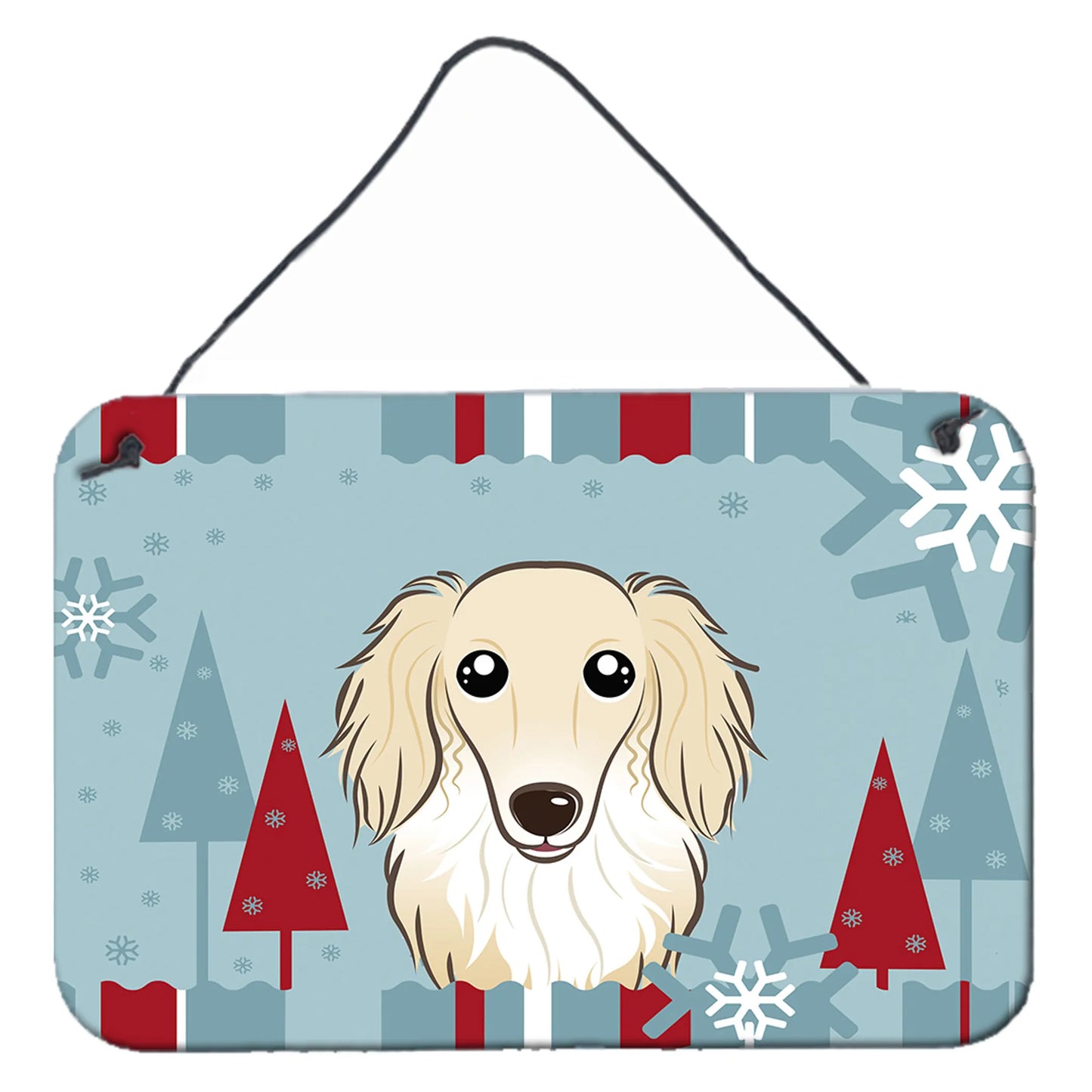 Winter Holiday Design with Dog Art Wall or Door Hanging Prints