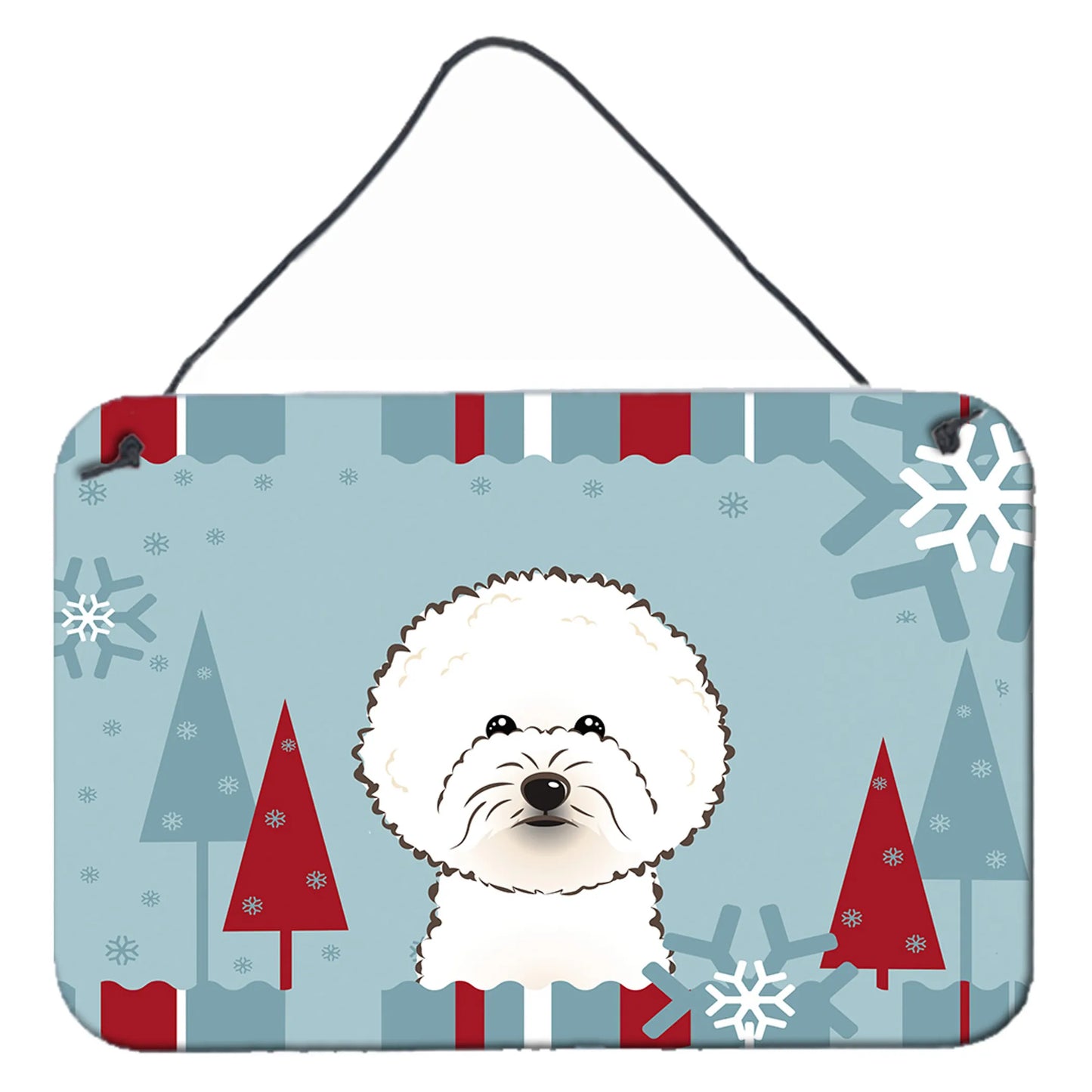 Winter Holiday Design with Dog Art Wall or Door Hanging Prints