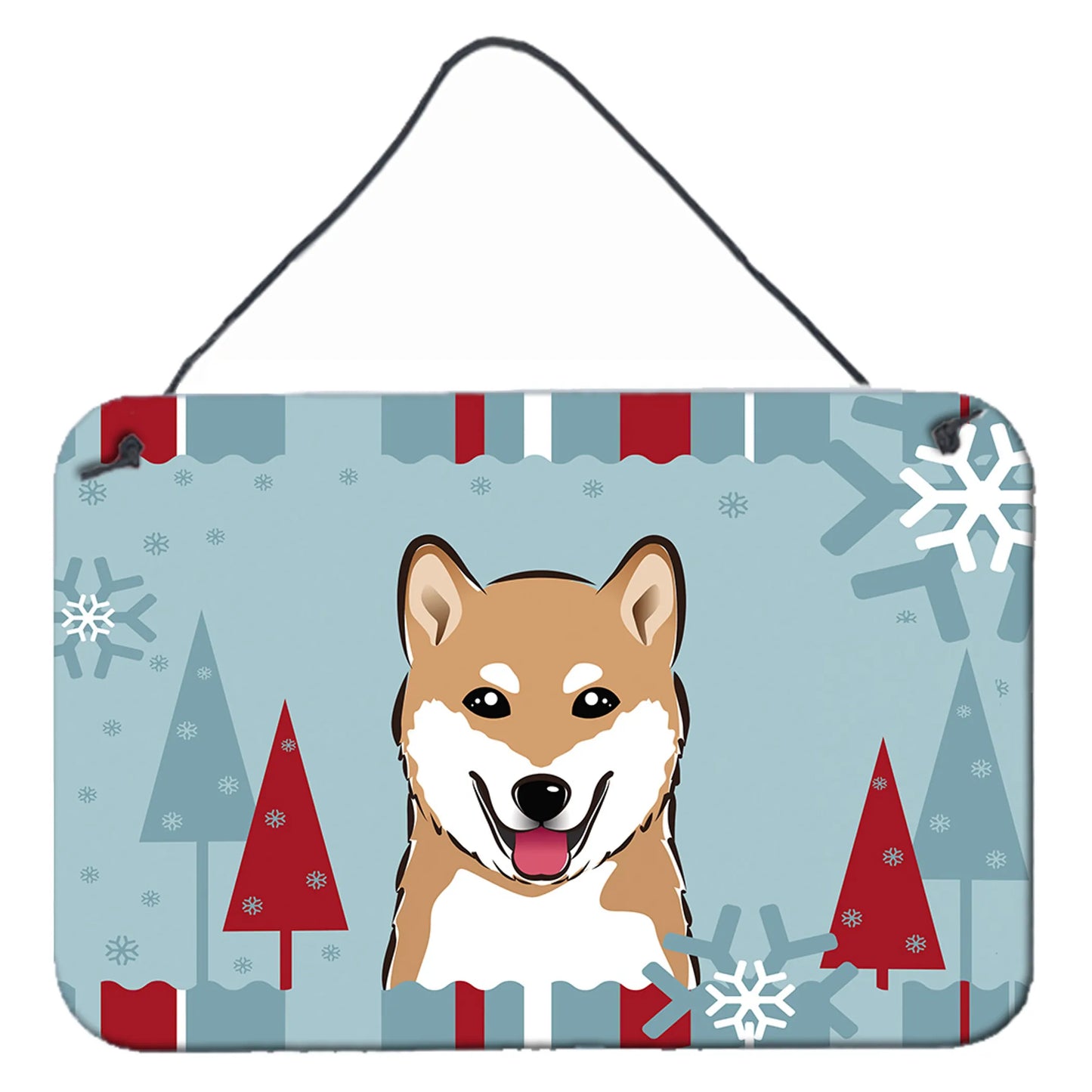 Winter Holiday Design with Dog Art Wall or Door Hanging Prints