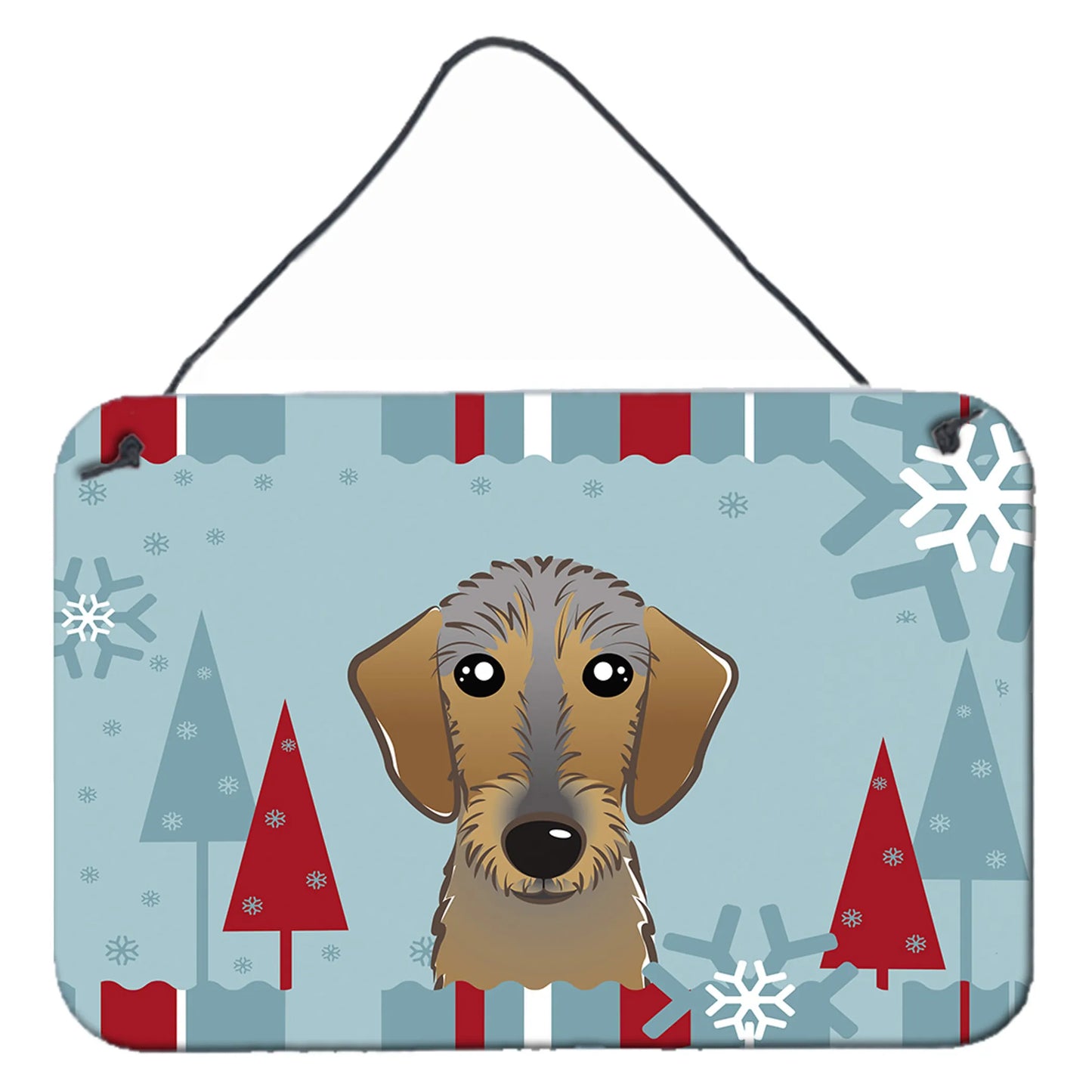 Winter Holiday Design with Dog Art Wall or Door Hanging Prints